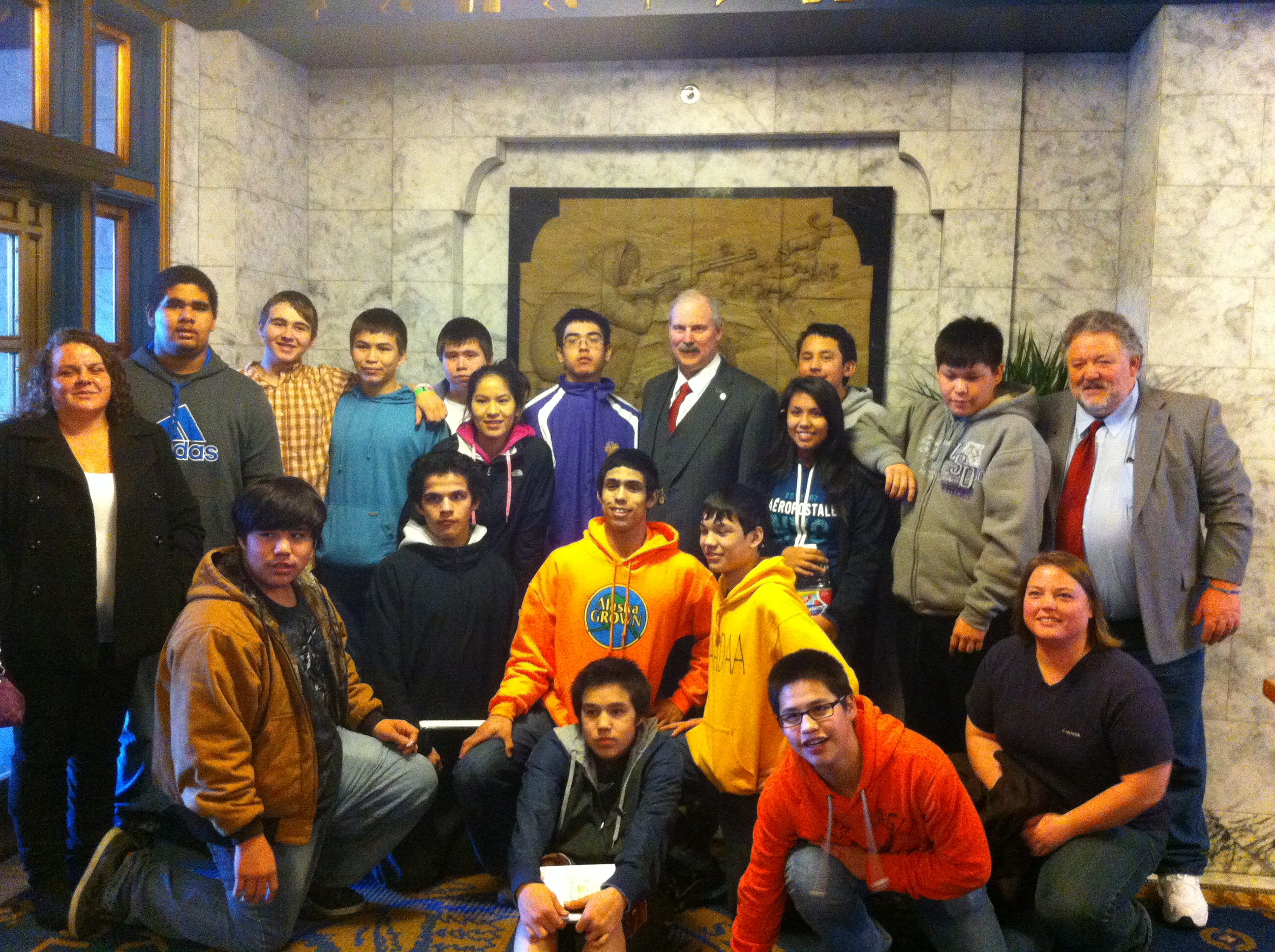 Senator Stedman with students and delegates from the Hydaburg City School District