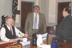 Senator Stedman at work in the Senate Finance Committee with Representative Thomas...