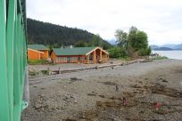 View of the Duck Point Smokehouse from the new cruise ship dock located in Hoonah, Alaska at Icy Strait Point.