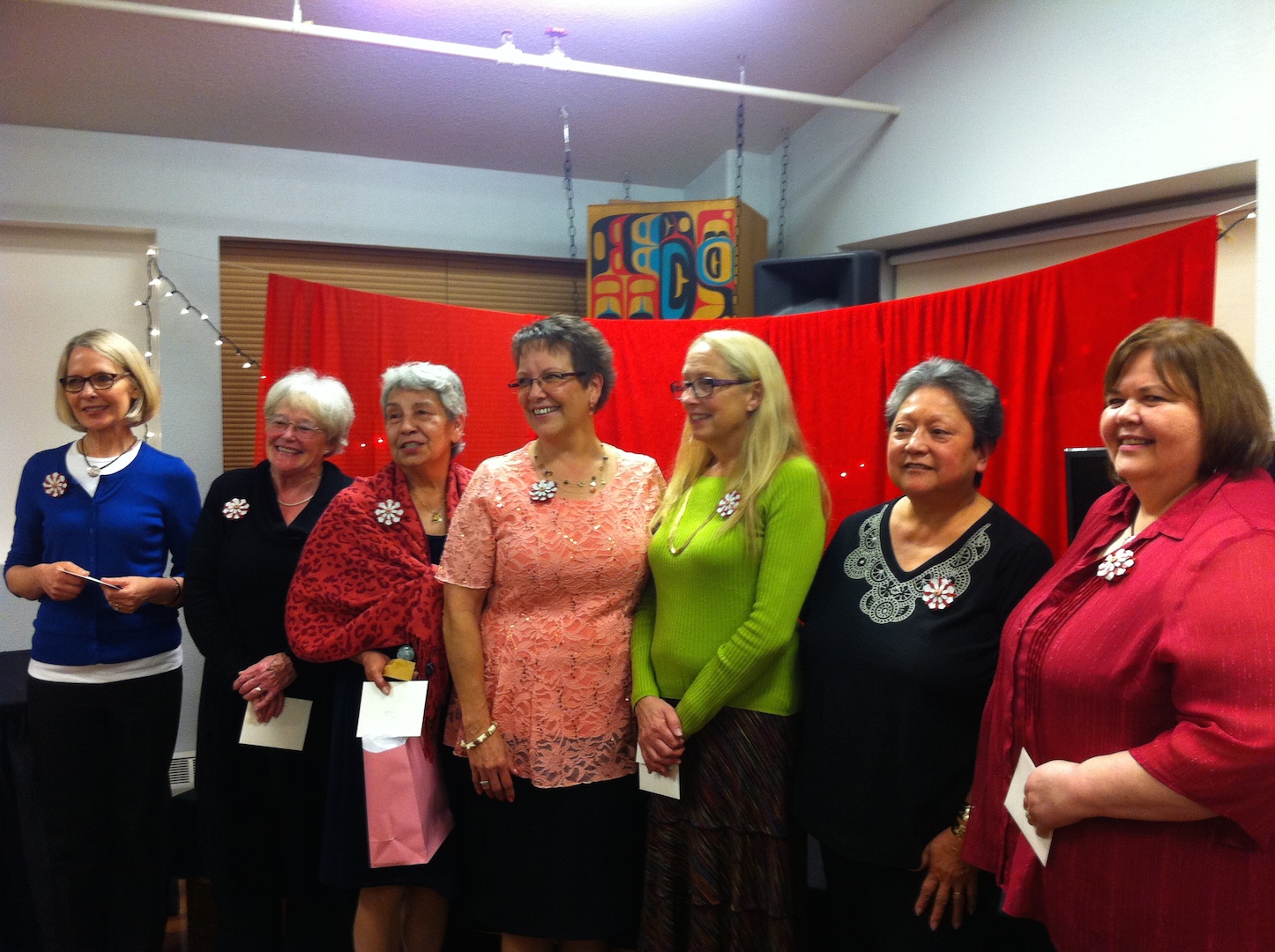 The 5th Annual Women Who Rock award recipients from left to right; Pamela Penrose from Hydaburg, Carolyn Duncan from Coffman Cove, June Walcott from Klawock, Myrn McCord from Naukati, Karen Head from Craig, Doreen Witwer from Hydaburg, and Paula Peterson from Kasaan.